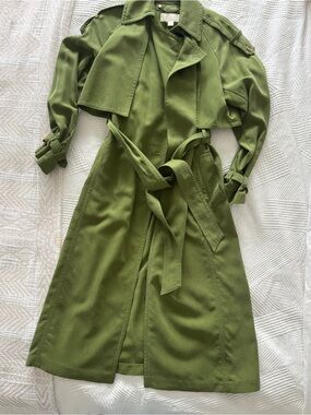 Michael Kors Olive Green Lyocell Trench Coat | Excellent Condition  XS